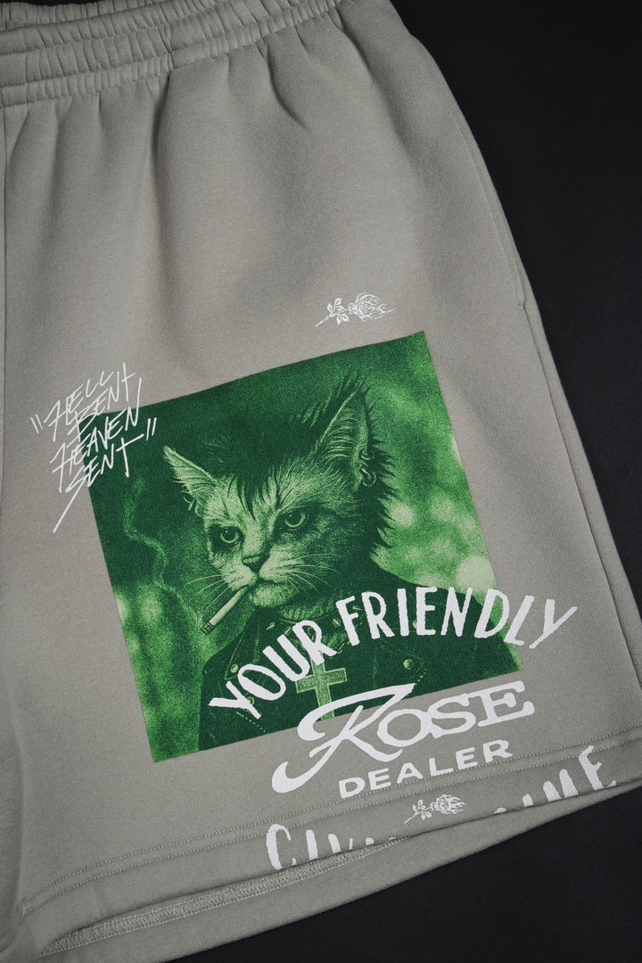 Rose Dealer Thorns Baggy Shorts in Ash Gray