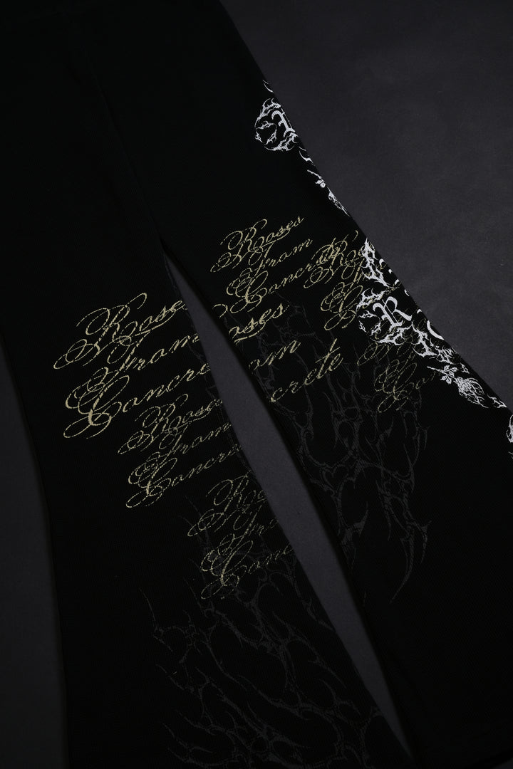 Reverse Curse Waffle Thermal Flared Leggings in Black