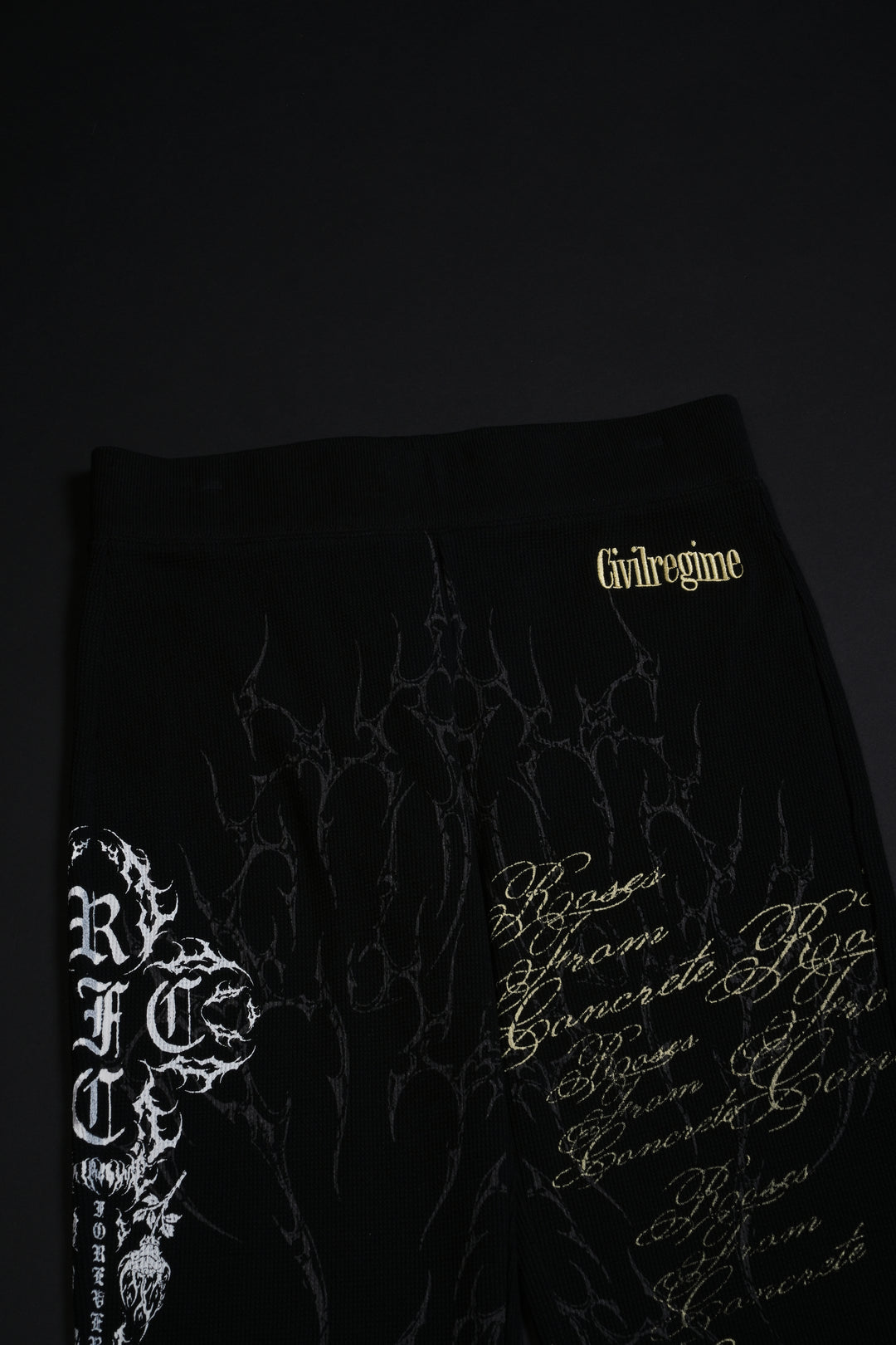 Reverse Curse Waffle Thermal Flared Leggings in Black