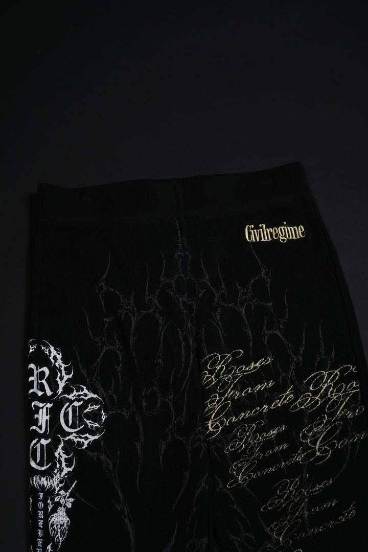 Reverse Curse Waffle Thermal Flared Leggings in Black