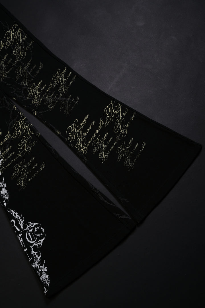 Reverse Curse Waffle Thermal Flared Leggings in Black