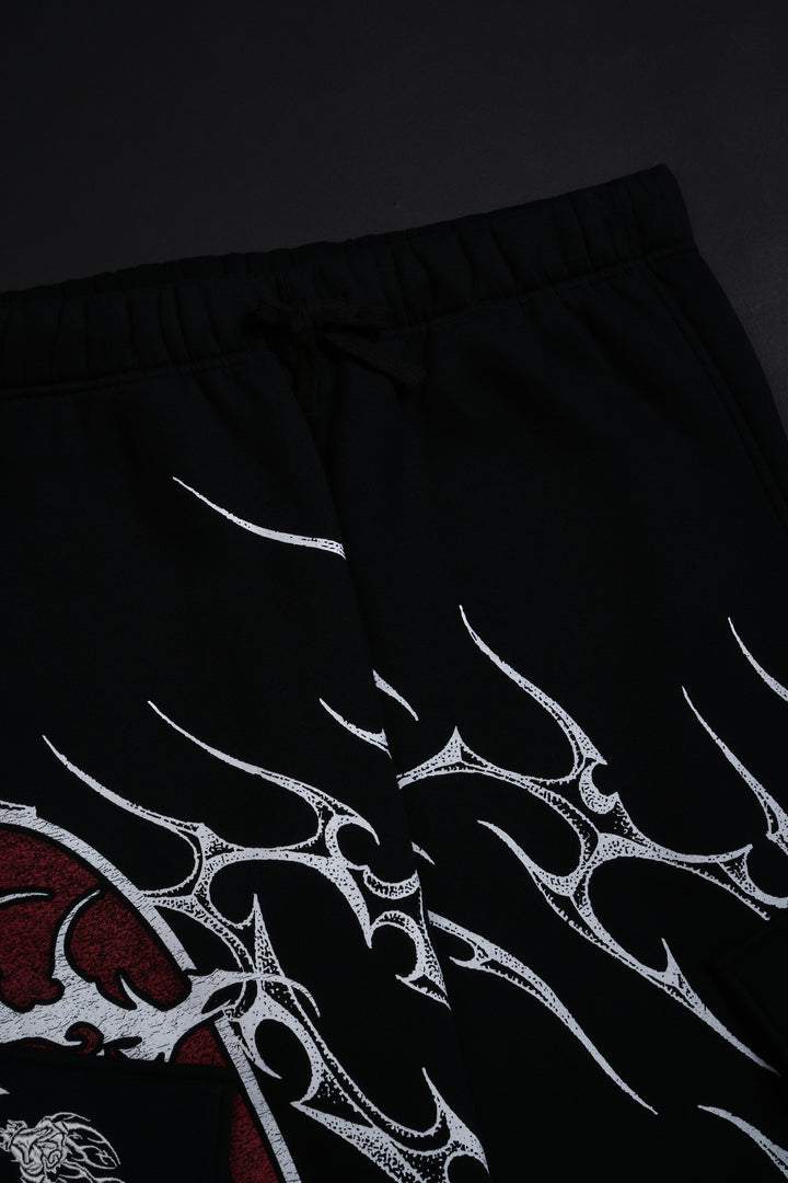 Patchwork Eternal Wide Leg Cargo Pants in Black