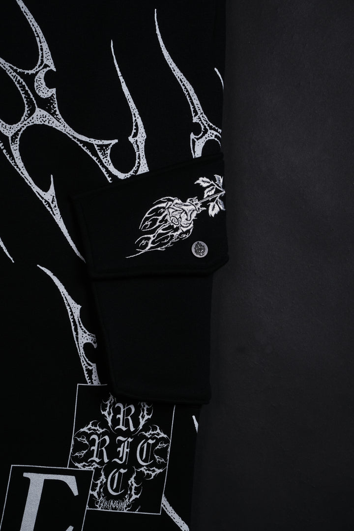 Patchwork Eternal Wide Leg Cargo Pants in Black