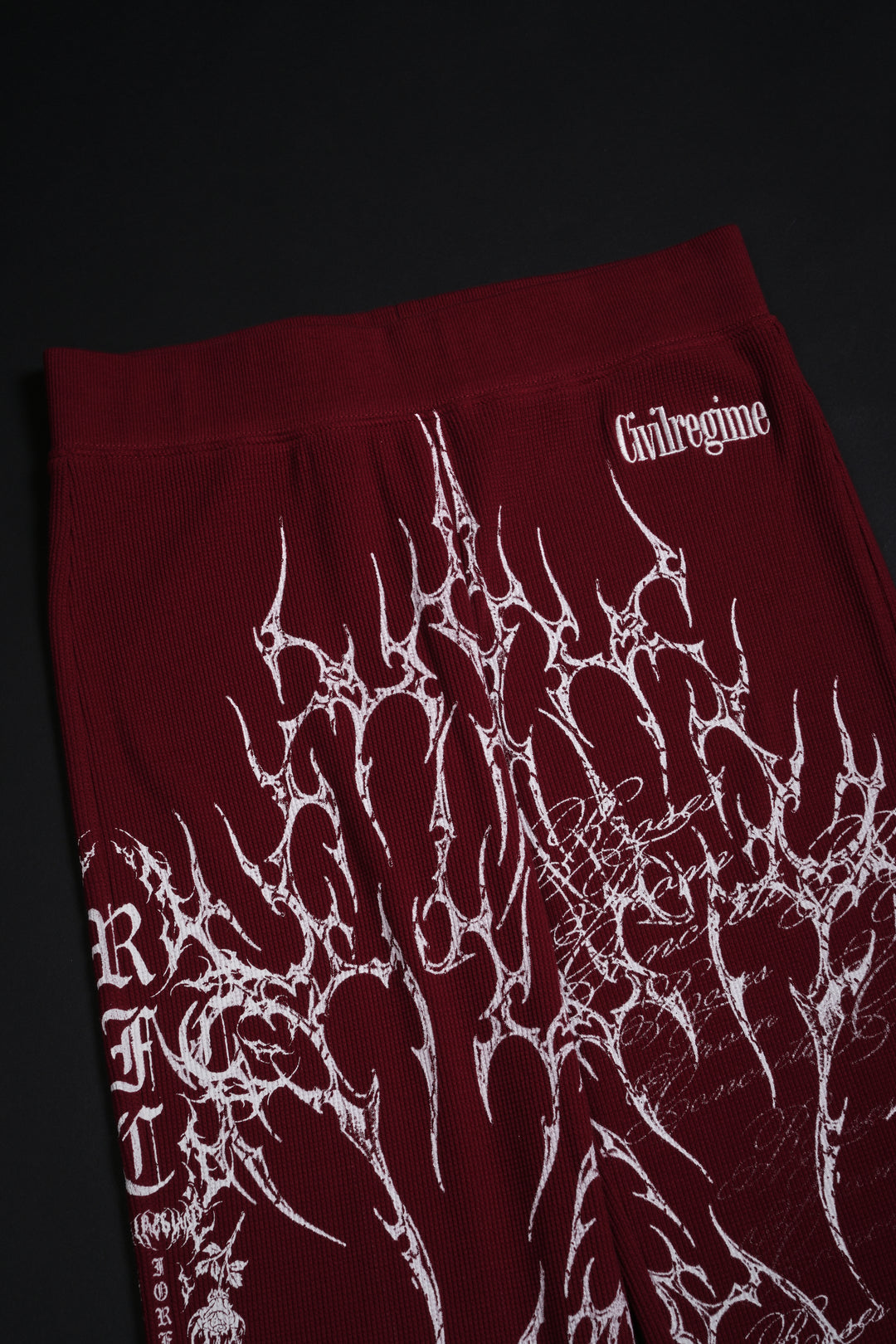 Reverse Curse Waffle Thermal Flared Leggings in Oxblood