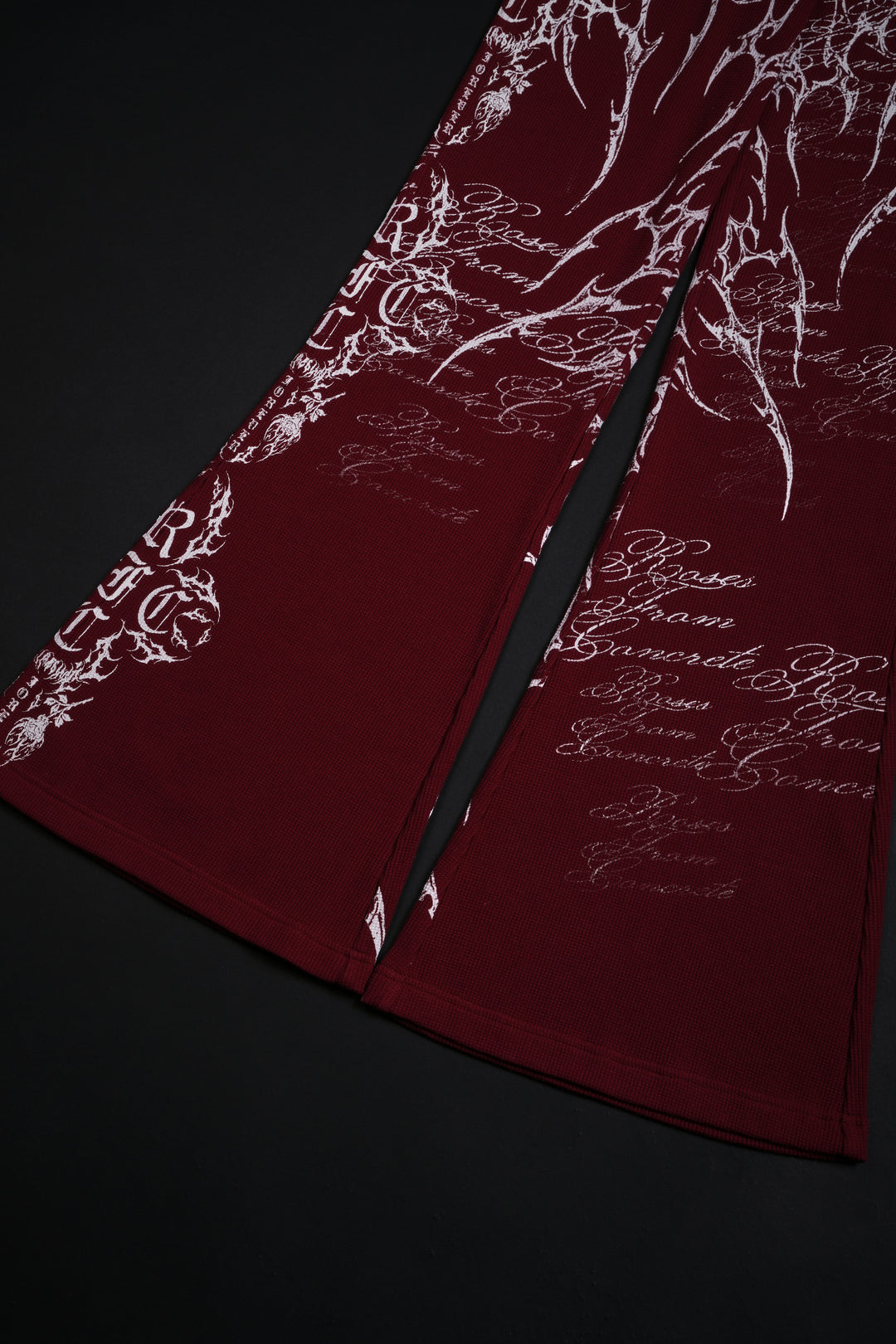 Reverse Curse Waffle Thermal Flared Leggings in Oxblood