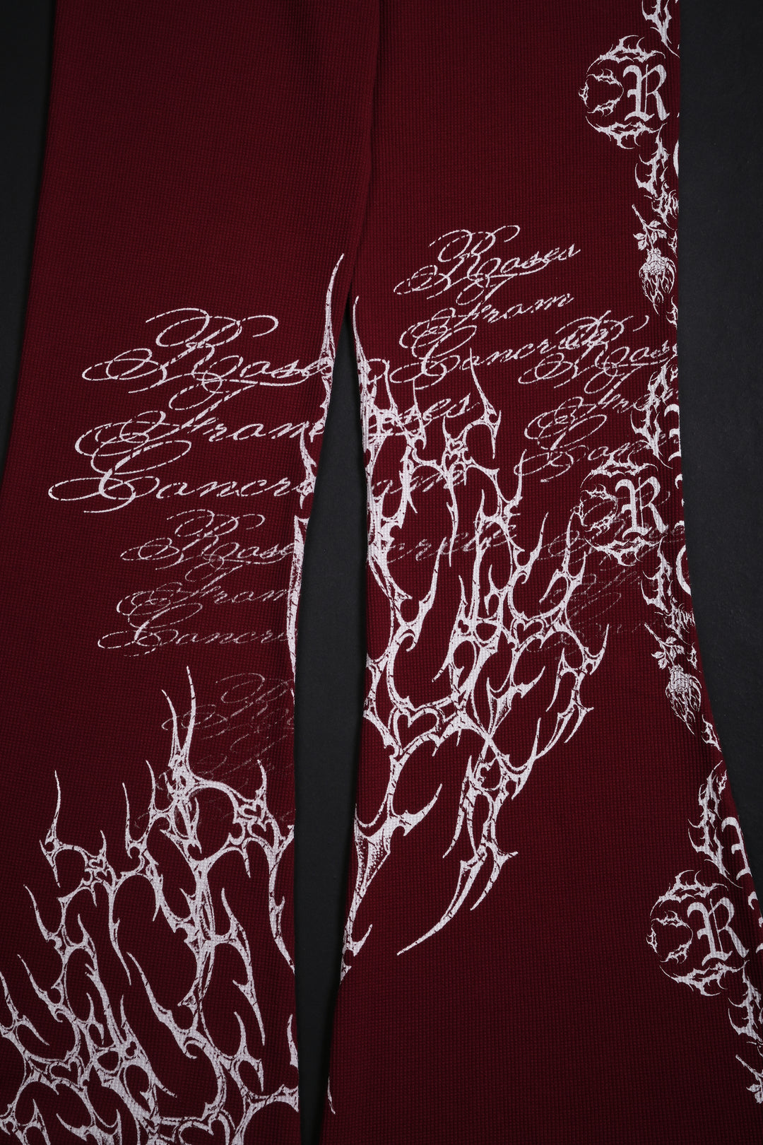 Reverse Curse Waffle Thermal Flared Leggings in Oxblood