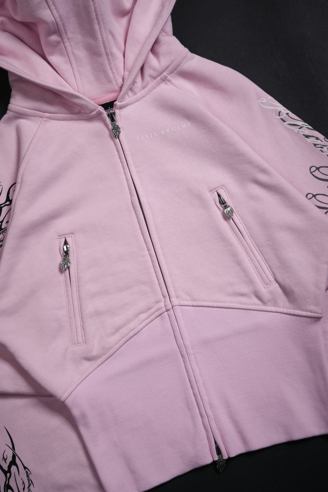 Deadly Alliance Angel Crop Fur Zip Up Hoodie in Baby Pink