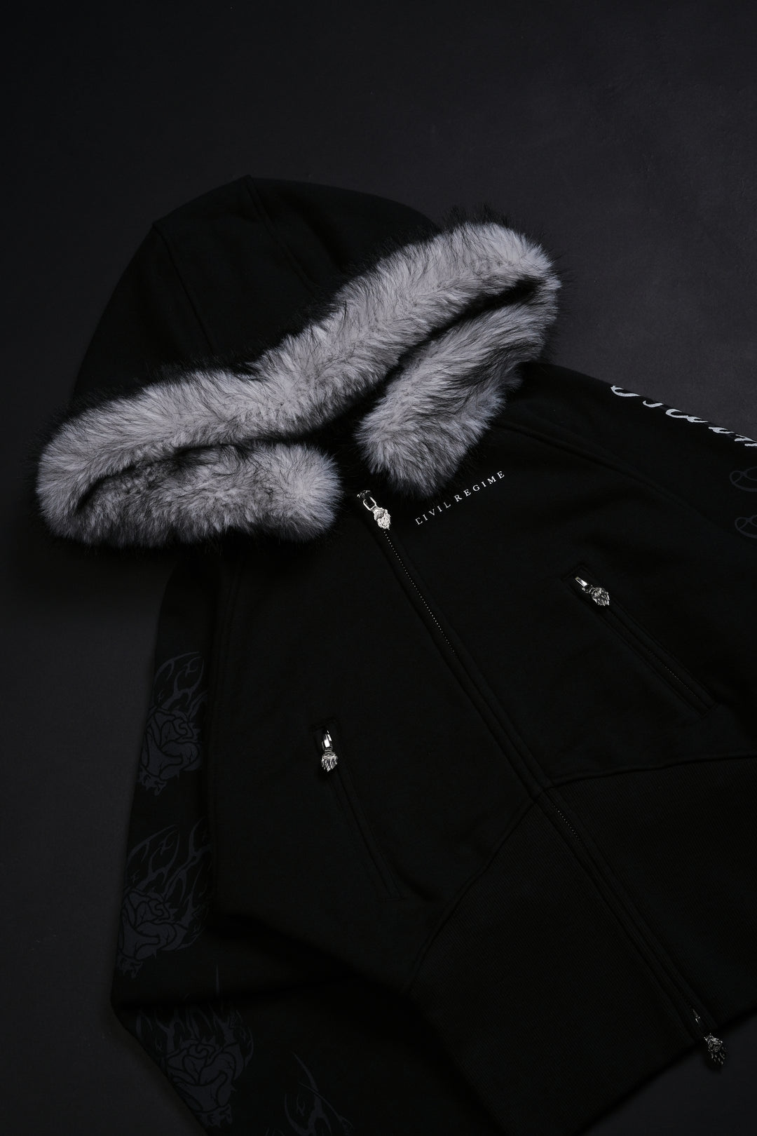 Deadly Alliance Angel Crop Fur Zip Up Hoodie in Black