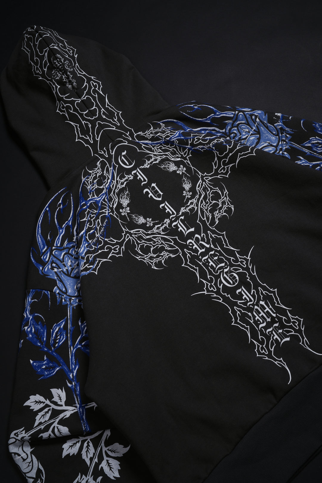 Corpse Flame Outliers Distressed Zip Up Hoodie in Charcoal