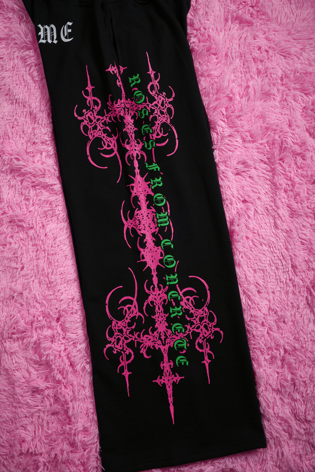 Petal With A Problem Ultra Lowrise Wide Leg Fleece Pants in Black