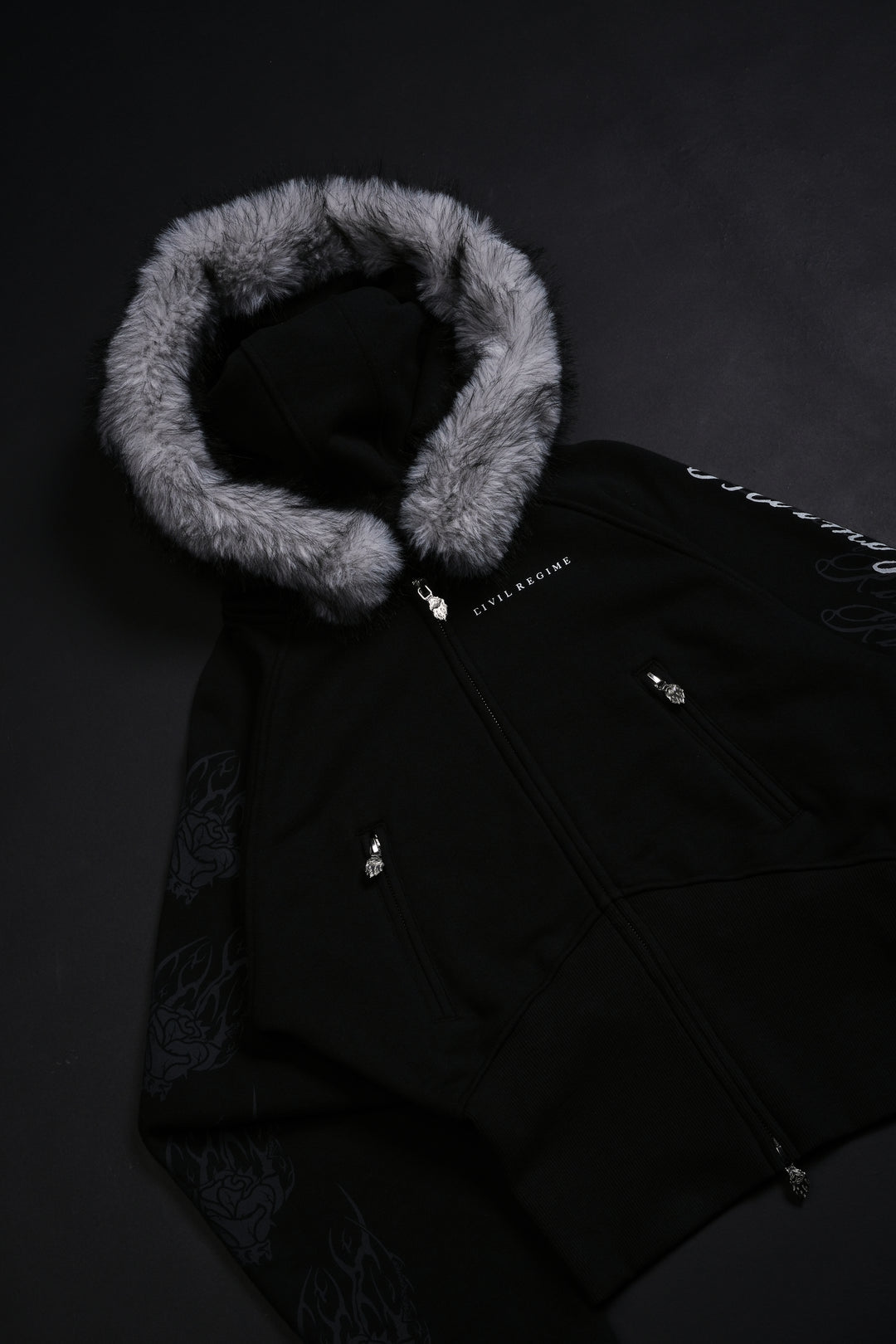 Deadly Alliance Angel Crop Fur Zip Up Hoodie in Black