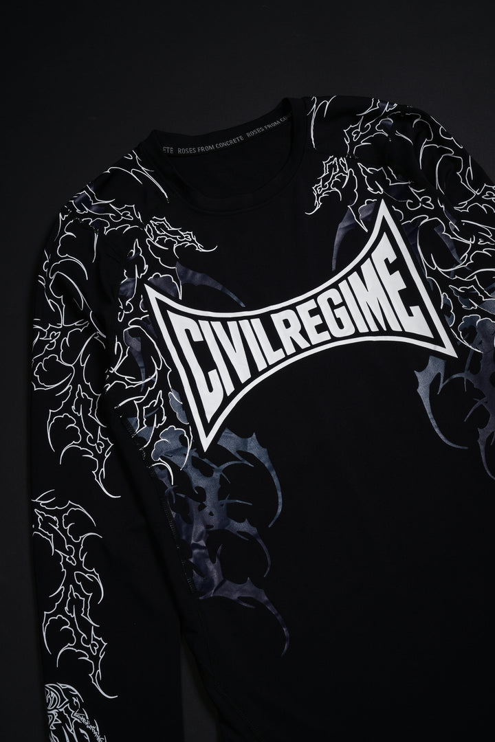 Corpse Cross Flex Scoop L/S Compression Shirt in Black