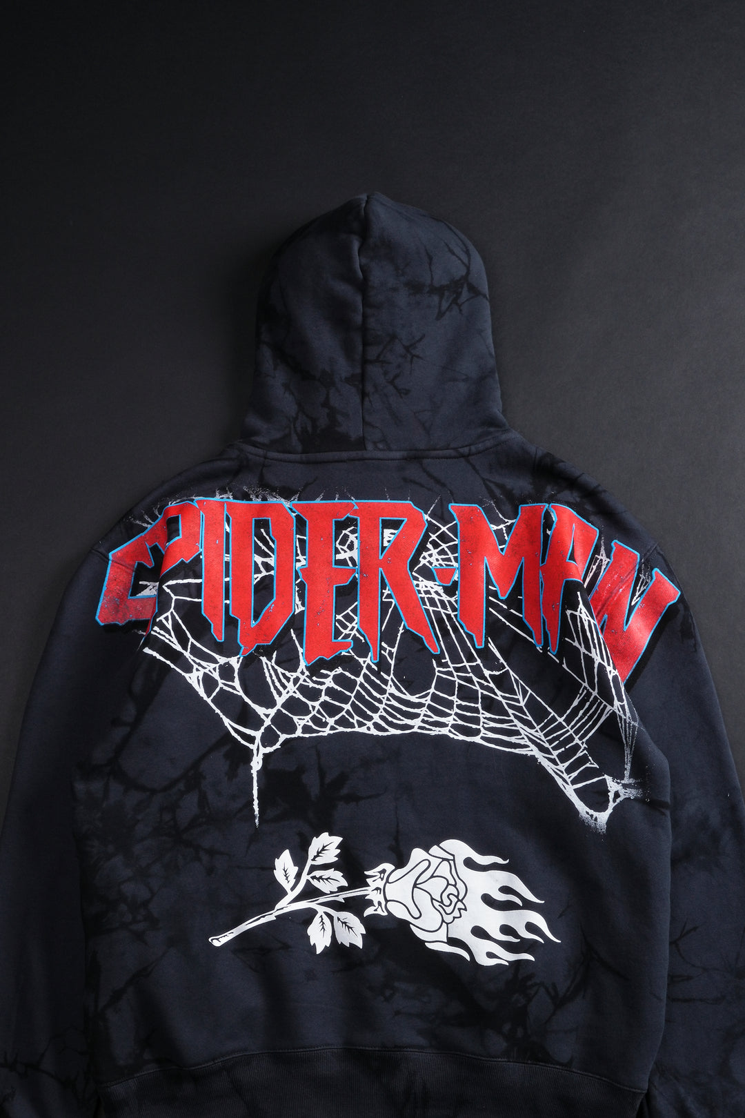 Zombie Spiderman Chaos Hoodie in Noir Wash