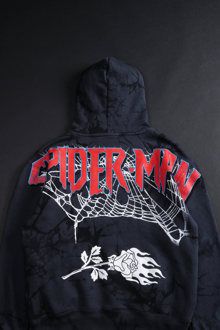 Zombie Spiderman Chaos Hoodie in Noir Wash