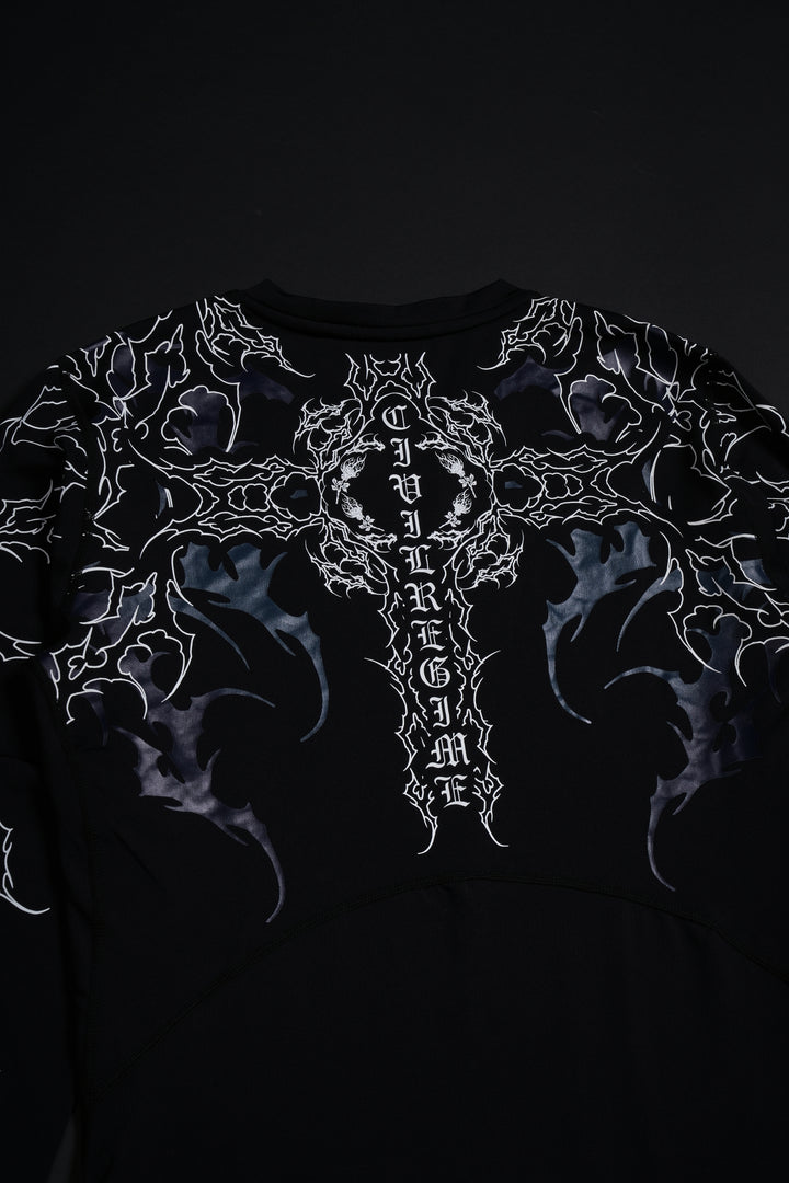 Corpse Cross Flex Scoop L/S Compression Shirt in Black