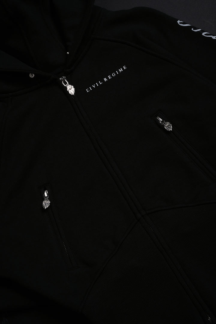 Deadly Alliance Angel Crop Fur Zip Up Hoodie in Black