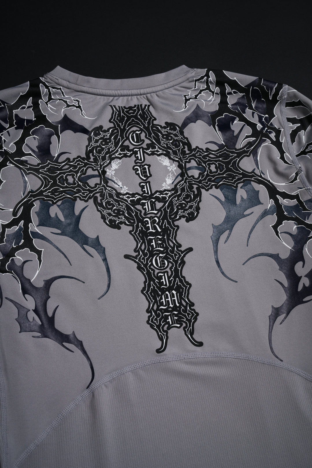 Corpse Cross Flex Scoop L/S Compression Shirt in Ash Gray