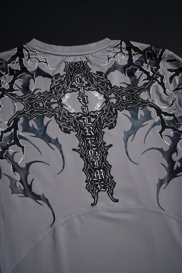 Corpse Cross Flex Scoop L/S Compression Shirt in Ash Gray