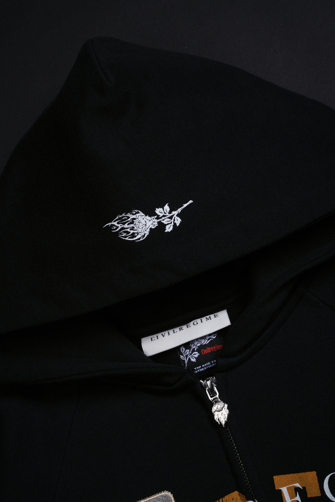 No. 08 Faith Destroy Zip Hoodie in Black