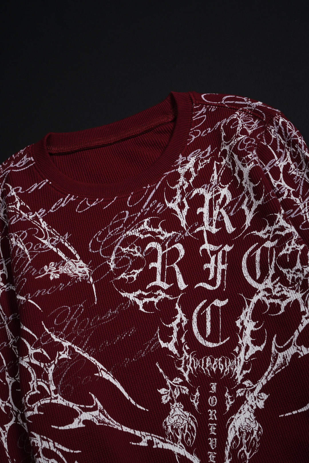 Reverse Curse Crop Waffle Thermal in Oxblood