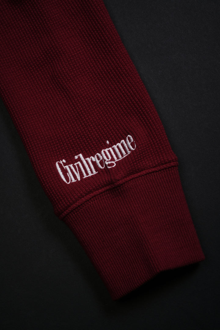 Reverse Curse Crop Waffle Thermal in Oxblood