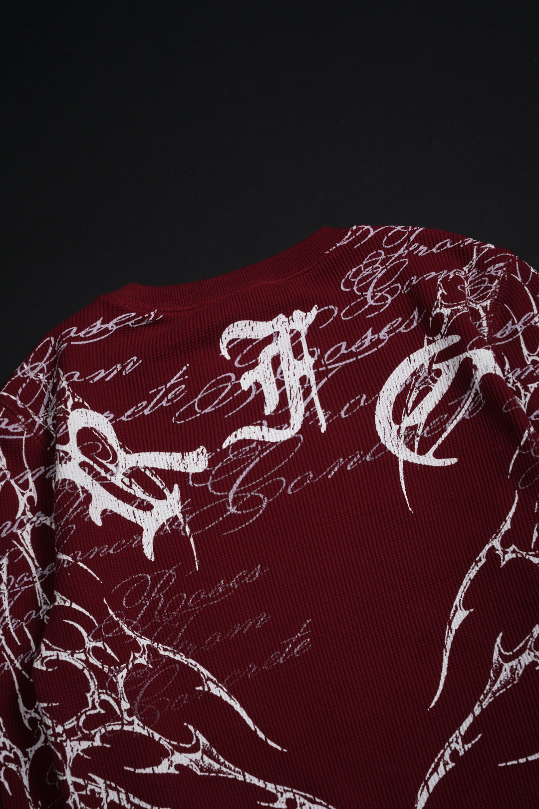 Reverse Curse Crop Waffle Thermal in Oxblood