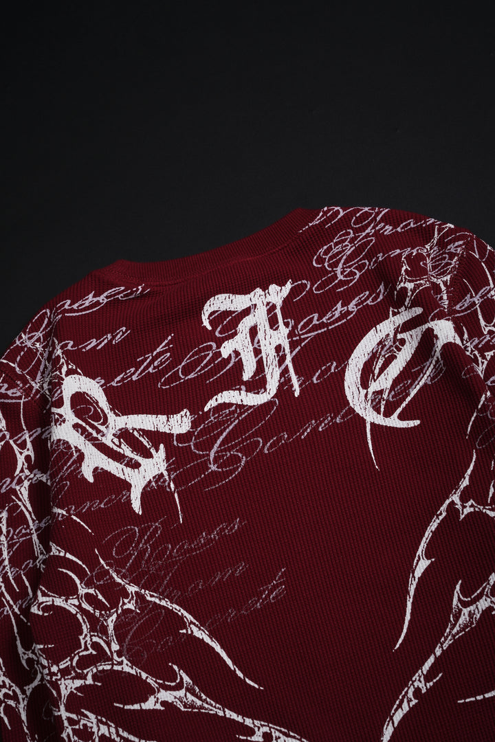 Reverse Curse Crop Waffle Thermal in Oxblood