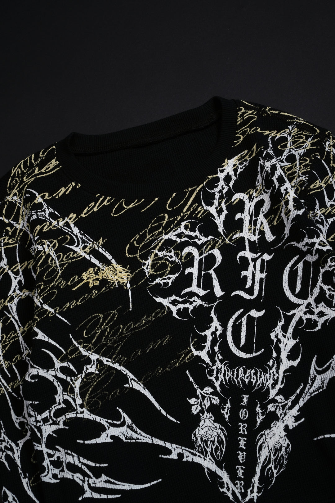 Reverse Curse Crop Waffle Thermal in Black