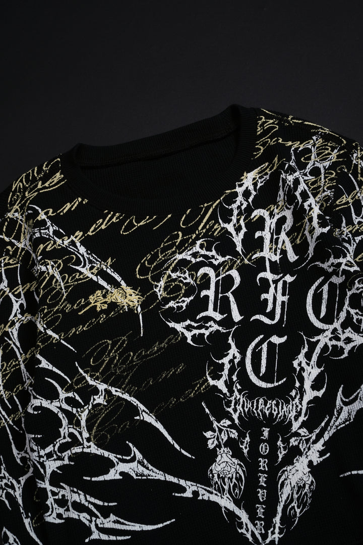 Reverse Curse Crop Waffle Thermal in Black