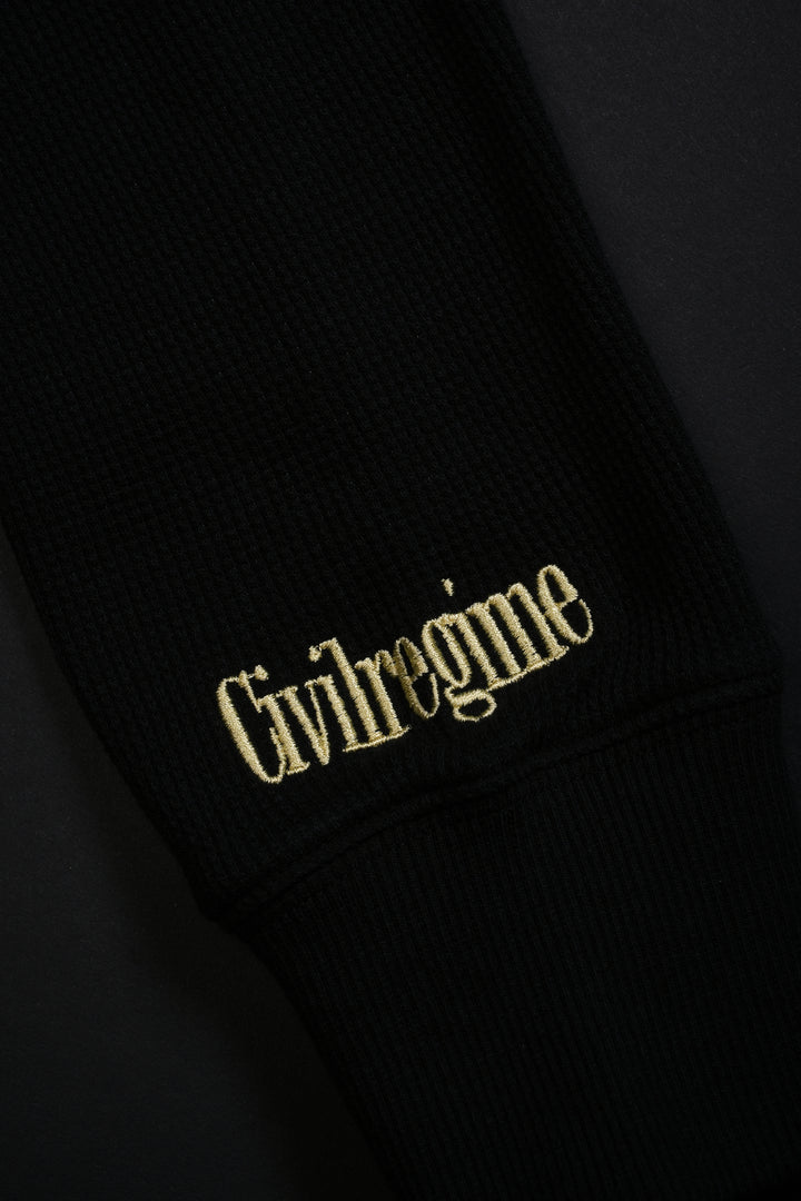 Reverse Curse Crop Waffle Thermal in Black