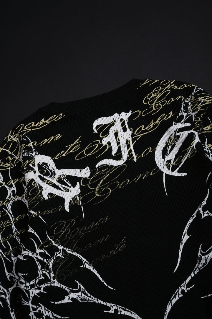 Reverse Curse Crop Waffle Thermal in Black