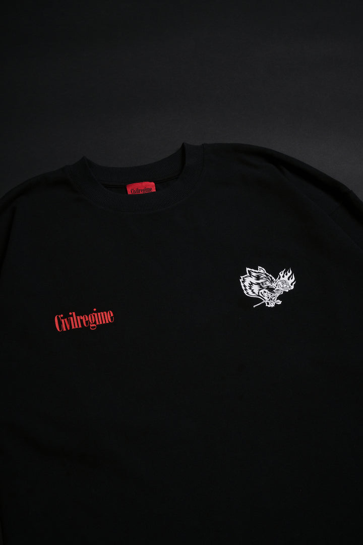 Wolf From Concrete American Classic Oversized Tee in Black