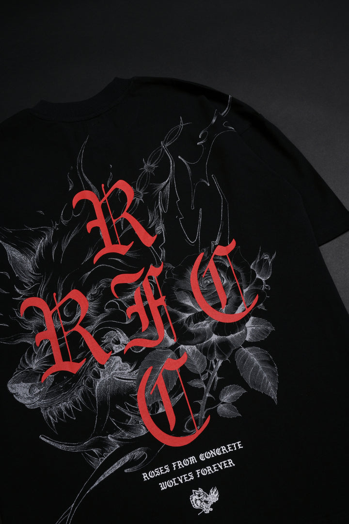 Wolf From Concrete American Classic Oversized Tee in Black
