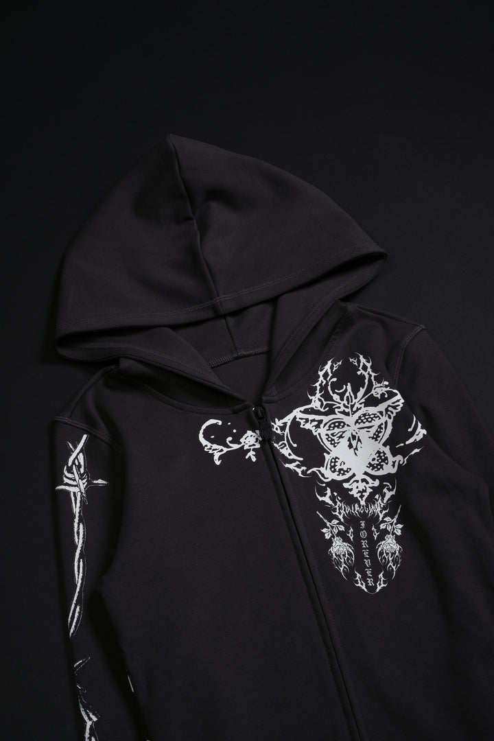 Control Alt Delete Pookie Zip Up Hoodie in Ash Gray