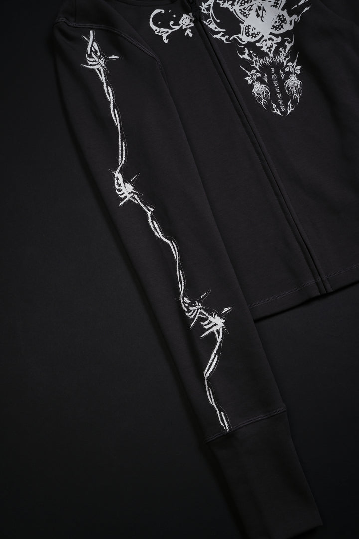 Control Alt Delete Pookie Zip Up Hoodie in Ash Gray