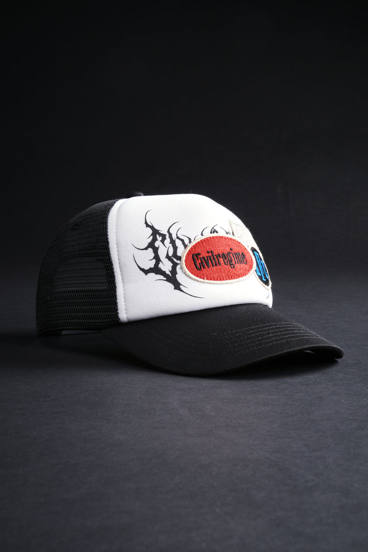 Covered Trucker Hat in White/Black