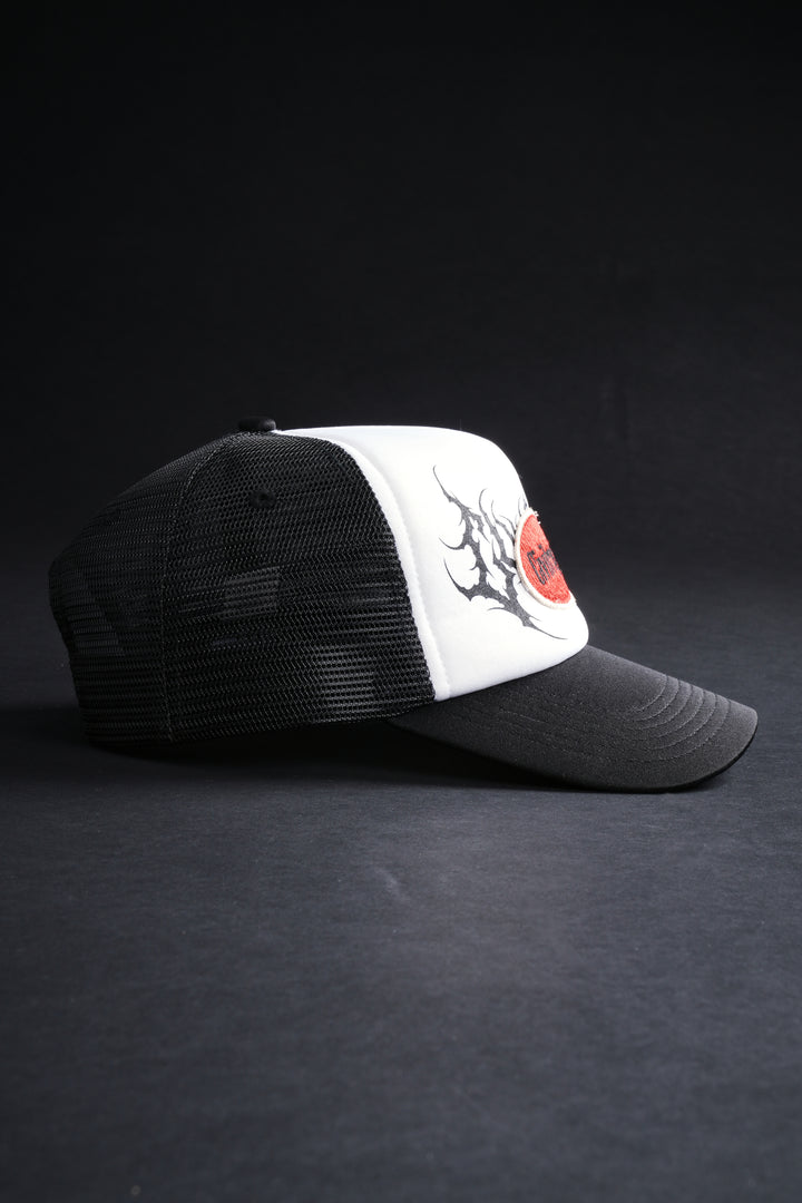 Covered Trucker Hat in White/Black