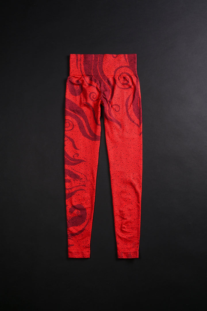 Kelly Seamless Scrunch Leggings in Red Chaos Print