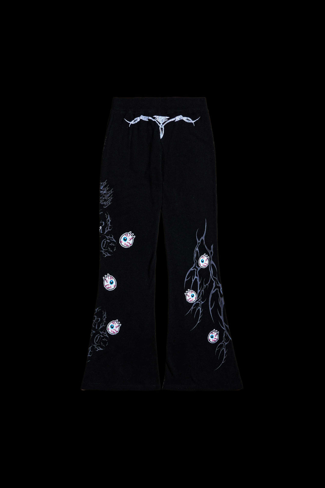 Doom Lagoon Waffle Thermal Flared Leggings in Black