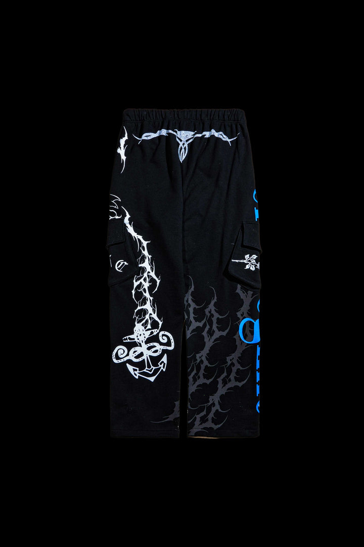 Anchor Eternal Wide Leg Cargo Pants in Black