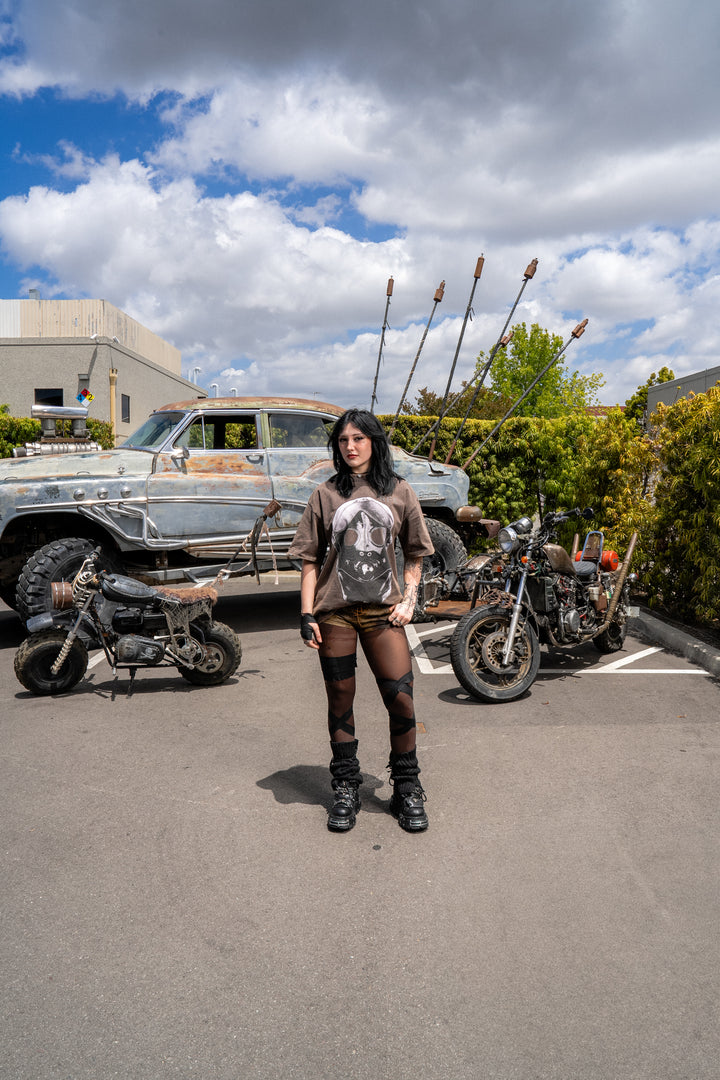 Pretty Hardcore 199X Oversized Tee in Sun Wash Brown