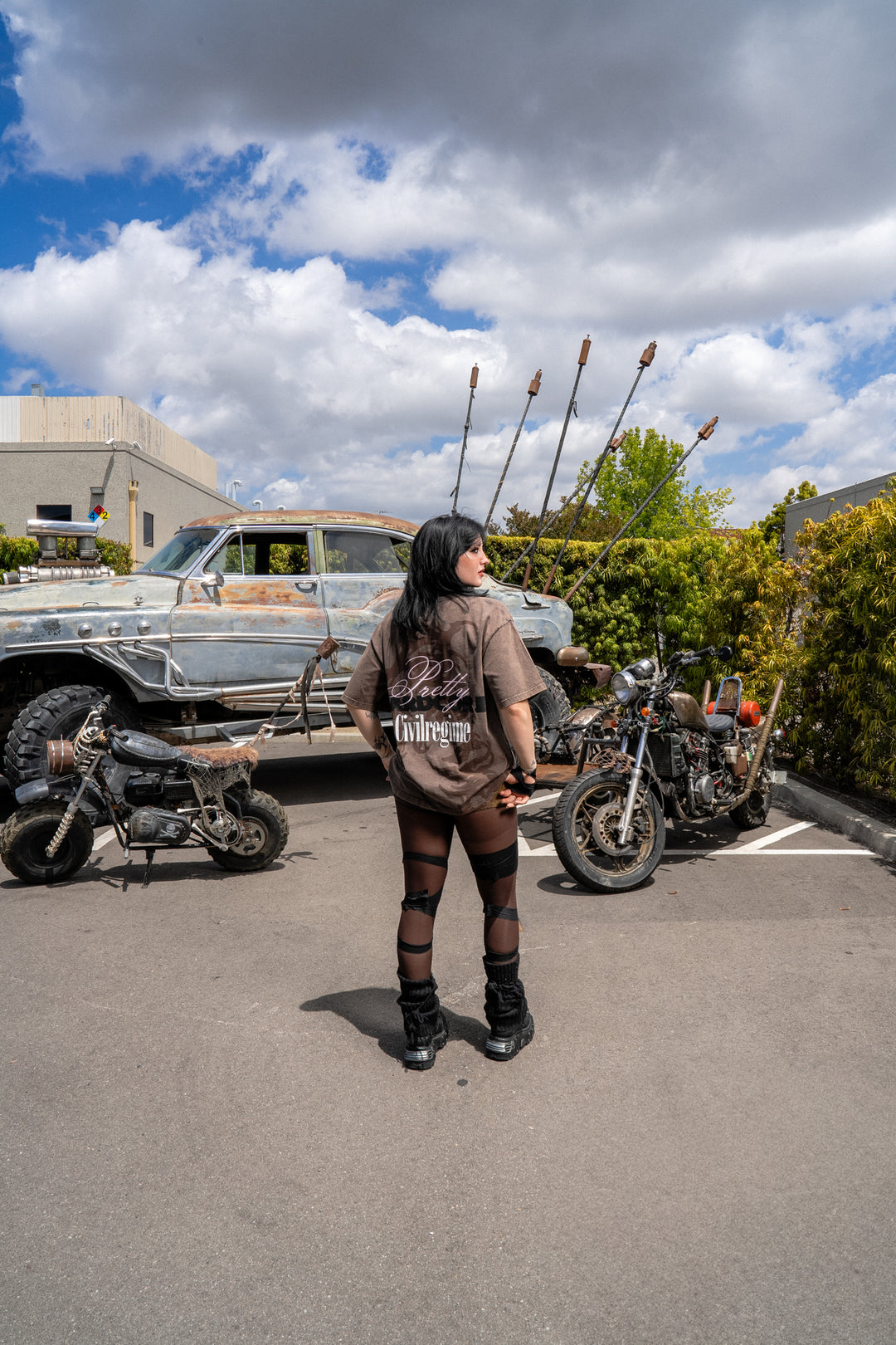 Pretty Hardcore 199X Oversized Tee in Sun Wash Brown