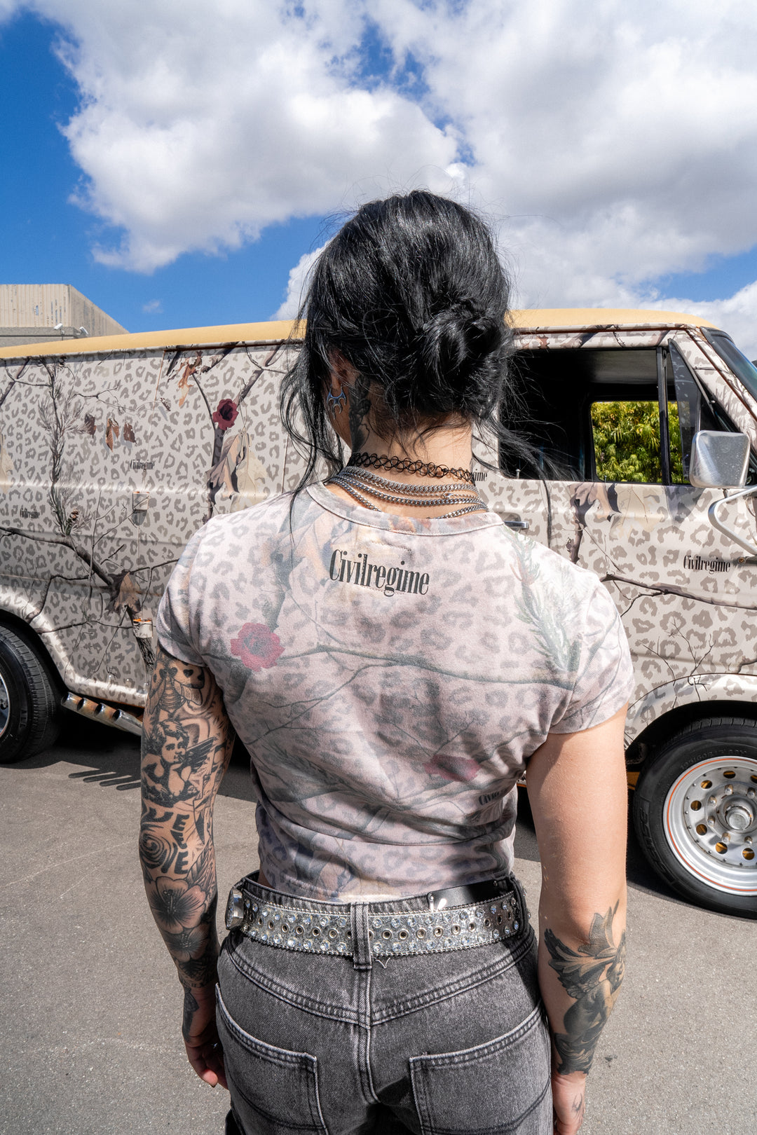 Concrete Sin Baby Tee in Sun Wash Real Leopard Camo