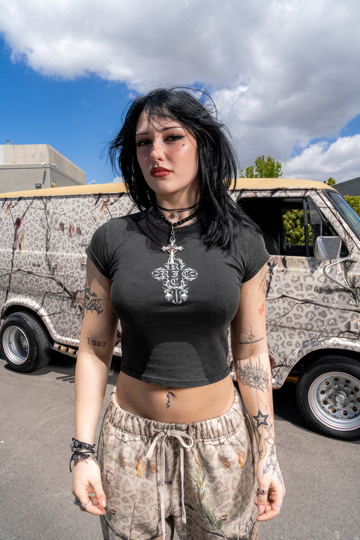 Concrete Sin Baby Tee in Black