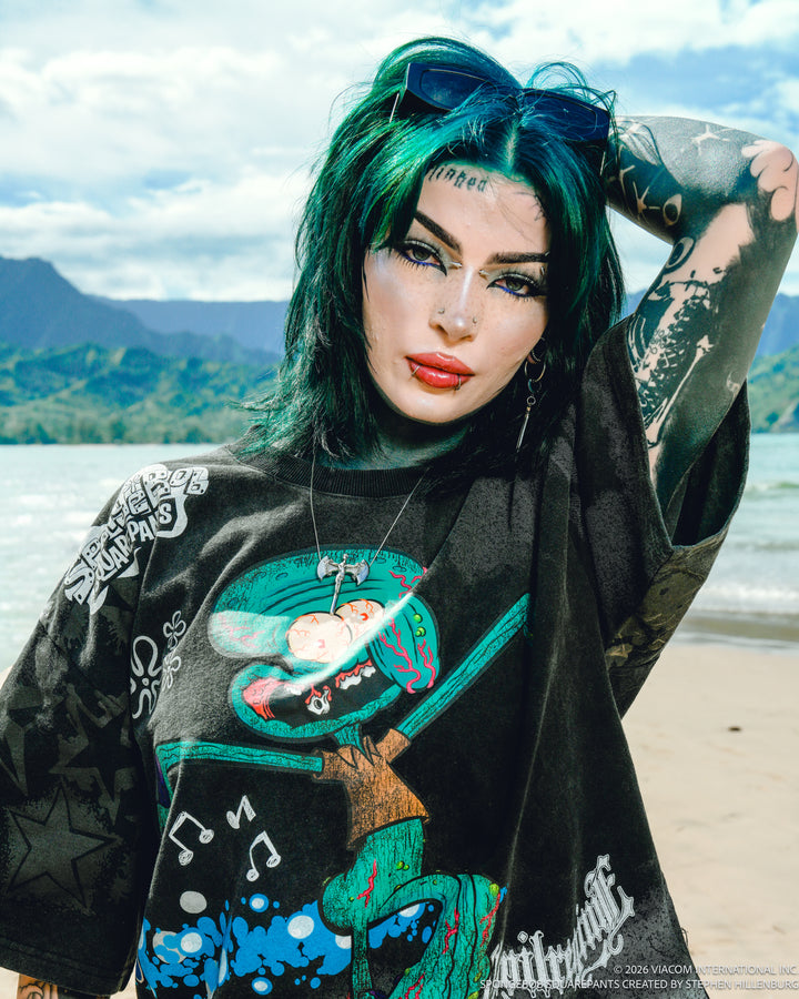 Dystopic Bottom "Side By Side" 199X Oversized Tee in Vintage Black