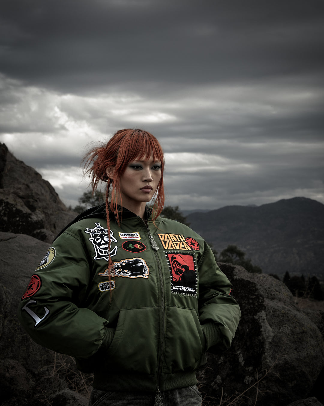 Phantom Concrete Bomber Jacket in Green