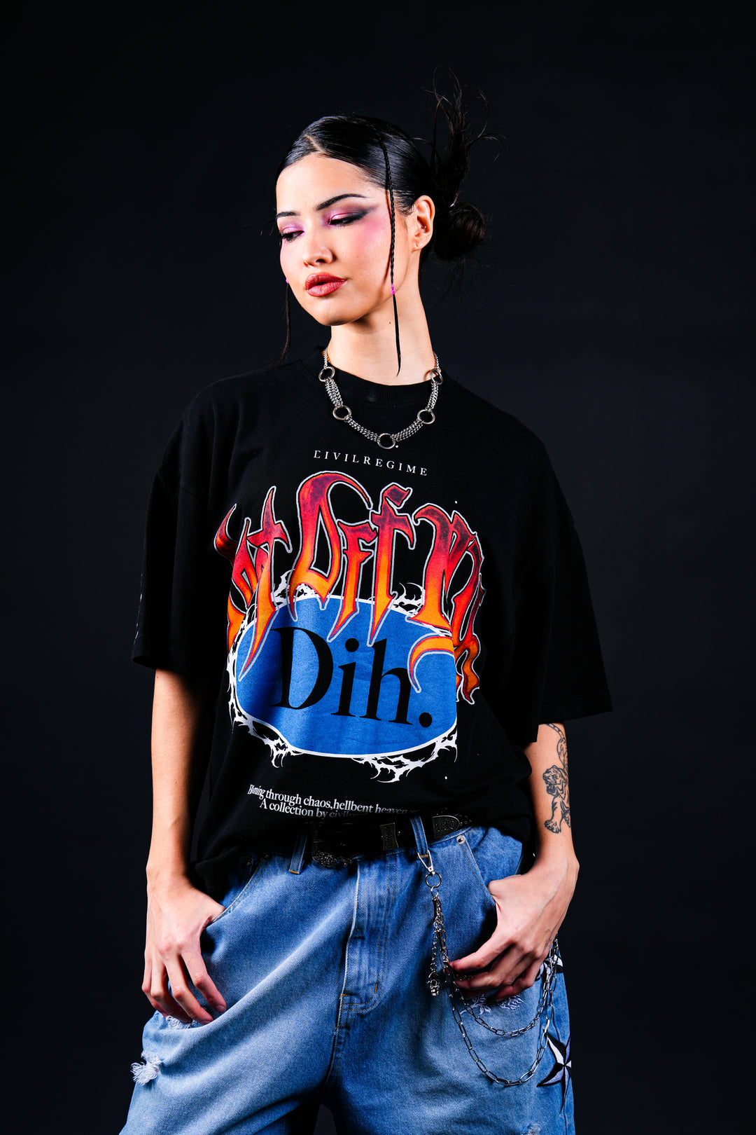 Get Off My Dih American Classic Oversized Tee in Black