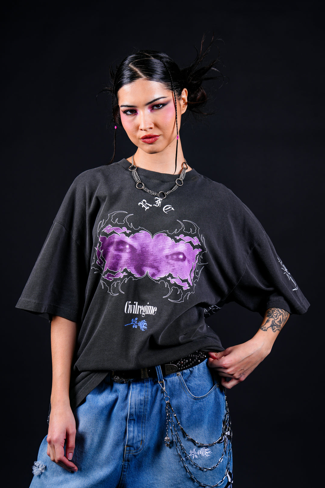 Iced Out American Classic Oversized Tee in Vintage Ashes