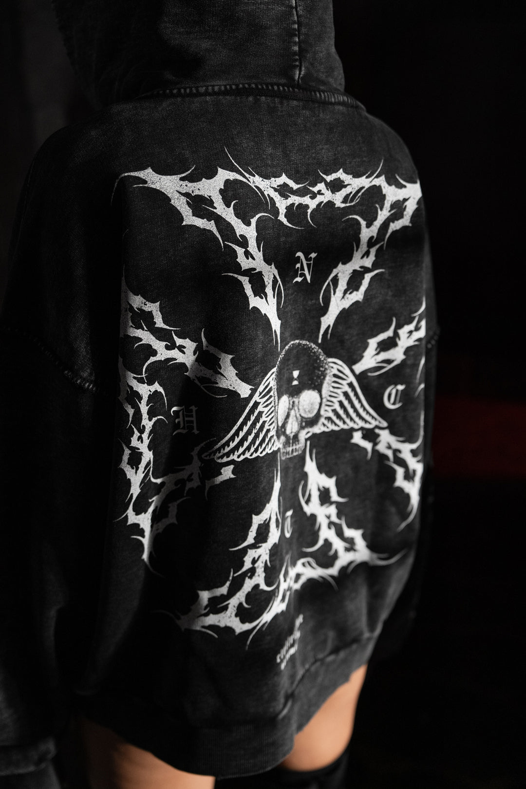 Iron Skull Civil Zip Up Hoodie in Black