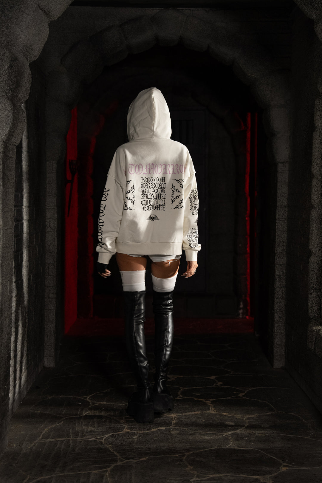 Crawling Out Civil Zip Up Hoodie in Bleached Ivory